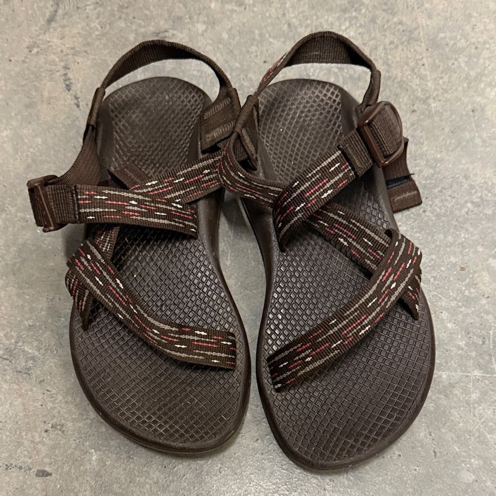 Chaco Brown and Red Strappy Sandals
